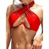 Ladies Summer Solid Color Swimsuit Female Detachable Shoulder Strap Halter Bikini Women's Bikini Swimsuits One Piece Bathing Suits Tie Knot Cutout Swimwear with Crisscross Design by Stevvex