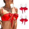 Ladies Summer Solid Color Swimsuit Female Detachable Shoulder Strap Halter Bikini Women's Bikini Swimsuits One Piece Bathing Suits Tie Knot Cutout Swimwear with Crisscross Design by Stevvex