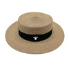 Ladies Sun Boater Classic Flat Hats Straw Hat Wide Brim Boater Hat Summer Straw Hat Beautiful Accessories For Women Retro Female Flat Cap Foldable Packable Beach Hat for Summer 55-58cm by Stevvex