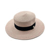 Ladies Sun Boater Classic Flat Hats Straw Hat Wide Brim Boater Hat Summer Straw Hat Beautiful Accessories For Women Retro Female Flat Cap Foldable Packable Beach Hat for Summer 55-58cm by Stevvex