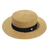 Ladies Sun Boater Classic Flat Hats Straw Hat Wide Brim Boater Hat Summer Straw Hat Beautiful Accessories For Women Retro Female Flat Cap Foldable Packable Beach Hat for Summer 55-58cm by Stevvex