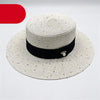 Ladies Sun Boater Classic Flat Hats Straw Hat Wide Brim Boater Hat Summer Straw Hat Beautiful Accessories For Women Retro Female Flat Cap Foldable Packable Beach Hat for Summer 55-58cm by Stevvex