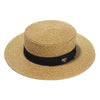 Ladies Sun Boater Classic Flat Hats Straw Hat Wide Brim Boater Hat Summer Straw Hat Beautiful Accessories For Women Retro Female Flat Cap Foldable Packable Beach Hat for Summer 55-58cm by Stevvex