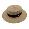 Ladies Sun Boater Classic Flat Hats Straw Hat Wide Brim Boater Hat Summer Straw Hat Beautiful Accessories For Women Retro Female Flat Cap Foldable Packable Beach Hat for Summer 55-58cm by Stevvex