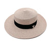 Ladies Sun Boater Classic Flat Hats Straw Hat Wide Brim Boater Hat Summer Straw Hat Beautiful Accessories For Women Retro Female Flat Cap Foldable Packable Beach Hat for Summer 55-58cm by Stevvex