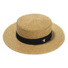 Ladies Sun Boater Classic Flat Hats Straw Hat Wide Brim Boater Hat Summer Straw Hat Beautiful Accessories For Women Retro Female Flat Cap Foldable Packable Beach Hat for Summer 55-58cm by Stevvex