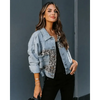 Lavish Style Winter Long-sleeved Jacket Denim Trendy Leopard Print Stitching Lapel Short Jacket For Women And Girls by Stevvex