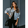 Lavish Style Winter Long-sleeved Jacket Denim Trendy Leopard Print Stitching Lapel Short Jacket For Women And Girls by Stevvex