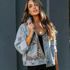 Lavish Style Winter Long-sleeved Jacket Denim Trendy Leopard Print Stitching Lapel Short Jacket For Women And Girls by Stevvex