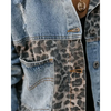 Lavish Style Winter Long-sleeved Jacket Denim Trendy Leopard Print Stitching Lapel Short Jacket For Women And Girls by Stevvex