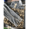 Lavish Style Winter Long-sleeved Jacket Denim Trendy Leopard Print Stitching Lapel Short Jacket For Women And Girls by Stevvex