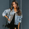 Lavish Style Winter Long-sleeved Jacket Denim Trendy Leopard Print Stitching Lapel Short Jacket For Women And Girls by Stevvex