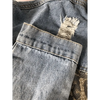 Lavish Style Winter Long-sleeved Jacket Denim Trendy Leopard Print Stitching Lapel Short Jacket For Women And Girls by Stevvex