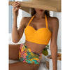 Leaf Floral Bikini Set Women Backless High-Waist Two Pieces Swimwear Beach Bathing Suits Swimsuits Women's Ruffle Bandage Bikini High Waist Bottoms Two Piece Swimsuits by Stevvex