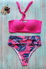 Leaf Floral Bikini Set Women Backless High-Waist Two Pieces Swimwear Beach Bathing Suits Swimsuits Women's Ruffle Bandage Bikini High Waist Bottoms Two Piece Swimsuits by Stevvex