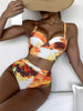 Leaf Floral Bikini Set Women Backless High-Waist Two Pieces Swimwear Beach Bathing Suits Swimsuits Women's Ruffle Bandage Bikini High Waist Bottoms Two Piece Swimsuits by Stevvex