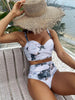 Leaf Floral Bikini Set Women Backless High-Waist Two Pieces Swimwear Beach Bathing Suits Swimsuits Women's Ruffle Bandage Bikini High Waist Bottoms Two Piece Swimsuits by Stevvex