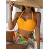 Leaf Floral Bikini Set Women Backless High-Waist Two Pieces Swimwear Beach Bathing Suits Swimsuits Women's Ruffle Bandage Bikini High Waist Bottoms Two Piece Swimsuits by Stevvex