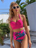 Leaf Floral Bikini Set Women Backless High-Waist Two Pieces Swimwear Beach Bathing Suits Swimsuits Women's Ruffle Bandage Bikini High Waist Bottoms Two Piece Swimsuits by Stevvex