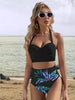 Leaf Floral Bikini Set Women Backless High-Waist Two Pieces Swimwear Beach Bathing Suits Swimsuits Women's Ruffle Bandage Bikini High Waist Bottoms Two Piece Swimsuits by Stevvex