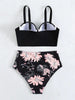 Leaf Floral Bikini Set Women Backless High-Waist Two Pieces Swimwear Beach Bathing Suits Swimsuits Women's Ruffle Bandage Bikini High Waist Bottoms Two Piece Swimsuits by Stevvex