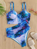 Leaf Floral Bikini Set Women Backless High-Waist Two Pieces Swimwear Beach Bathing Suits Swimsuits Women's Ruffle Bandage Bikini High Waist Bottoms Two Piece Swimsuits by Stevvex