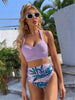 Leaf Floral Bikini Set Women Backless High-Waist Two Pieces Swimwear Beach Bathing Suits Swimsuits Women's Ruffle Bandage Bikini High Waist Bottoms Two Piece Swimsuits by Stevvex