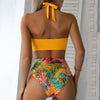 Leaf Floral Bikini Set Women Backless High-Waist Two Pieces Swimwear Beach Bathing Suits Swimsuits Women's Ruffle Bandage Bikini High Waist Bottoms Two Piece Swimsuits by Stevvex