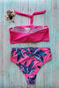 Leaf Floral Bikini Set Women Backless High-Waist Two Pieces Swimwear Beach Bathing Suits Swimsuits Women's Ruffle Bandage Bikini High Waist Bottoms Two Piece Swimsuits by Stevvex