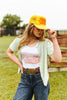 Leave Me Alone Retro Flower Trucker Hat by Wild Junkie
