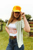 Leave Me Alone Retro Flower Trucker Hat by Wild Junkie