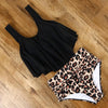 Leopard Bikini High Waist Bikini Animal Print Floral Swimsuit Ruffle Swimsuit Plus Size Swimwear Women Swimsuits for Women Two Piece Bathing Suits Ruffle Tops With High Waist Bottoms Bikini Sets For Teen Girls by Stevvex