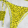 Leopard Print 3 Piece Set Long Sleeves Swimsuit 3 Piece Swimsuit Set Halter High Waist Bathing Suit With Long Sleeve Swimwear Cover Up Women's Swimming Bikini Low Waist Swimwear Women Bathing Suit by Stevvex