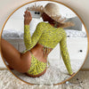 Leopard Print 3 Piece Set Long Sleeves Swimsuit 3 Piece Swimsuit Set Halter High Waist Bathing Suit With Long Sleeve Swimwear Cover Up Women's Swimming Bikini Low Waist Swimwear Women Bathing Suit by Stevvex