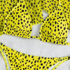 Leopard Print 3 Piece Set Long Sleeves Swimsuit 3 Piece Swimsuit Set Halter High Waist Bathing Suit With Long Sleeve Swimwear Cover Up Women's Swimming Bikini Low Waist Swimwear Women Bathing Suit by Stevvex