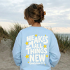 He Makes All Things New Crewneck Sweatshirt | Christian Coastal Graphic Sweatshirt | Revelation 21:5 Faith Pullover by Hey Jude Graphic Tees