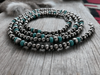 Long Silver Pearl and Turquoise Necklace by Wild Junkie