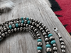 Long Silver Pearl and Turquoise Necklace by Wild Junkie