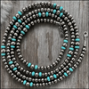 Long Silver Pearl and Turquoise Necklace by Wild Junkie