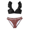 Low-waist Bikinis Set Swimwear Women Swimsuits Bathing Suit Orange Floral Ruffled Bikini Beachwear Bikini Swimsuits Ruffle Floral Two Piece Bathing Suits Printed Halter Neck Swimwear Beachwear by Stevvex