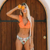 Low-waist Bikinis Set Swimwear Women Swimsuits Bathing Suit Orange Floral Ruffled Bikini Beachwear Bikini Swimsuits Ruffle Floral Two Piece Bathing Suits Printed Halter Neck Swimwear Beachwear by Stevvex