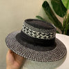 Luxurious New Handmade Straw Beach Hat For Women Summer Hat Luxury Cap Fashion Straw Hat Flat Sun Protection Hats Beautiful Unique Design 55-60cm by Stevvex