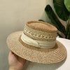 Luxurious New Handmade Straw Beach Hat For Women Summer Hat Luxury Cap Fashion Straw Hat Flat Sun Protection Hats Beautiful Unique Design 55-60cm by Stevvex