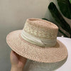 Luxurious New Handmade Straw Beach Hat For Women Summer Hat Luxury Cap Fashion Straw Hat Flat Sun Protection Hats Beautiful Unique Design 55-60cm by Stevvex