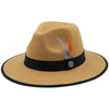 Luxurious Unique Couple Hats Wide Brim Fedora Hat Winter Autumn Trendy Fedora Hat Women Black Red Wedding Hat With Feather Belts For Hats Men Beautiful Gentleman Elegant Classical Hat by Stevvex