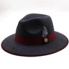 Luxurious Unique Couple Hats Wide Brim Fedora Hat Winter Autumn Trendy Fedora Hat Women Black Red Wedding Hat With Feather Belts For Hats Men Beautiful Gentleman Elegant Classical Hat by Stevvex