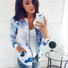 Luxurious Women Floral Jackets Spring Summer Long Sleeve Zipper Print Bomber Jacket Casual Pocket Slim Female Fashion Outwears Plus Size by Stevvex