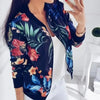Luxurious Women Floral Jackets Spring Summer Long Sleeve Zipper Print Bomber Jacket Casual Pocket Slim Female Fashion Outwears Plus Size by Stevvex
