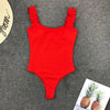 Luxury Black Female Swimsuit Vintage One Piece Ruffled Push Up Tummy Control Swimwear Halter One Piece Slimming Retro Swimsuit Women's Plus Size Push Up Bathing Suit Solid Red Swimwear Women Padded Bathing Suits by Stevvex