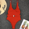 Luxury Black Female Swimsuit Vintage One Piece Ruffled Push Up Tummy Control Swimwear Halter One Piece Slimming Retro Swimsuit Women's Plus Size Push Up Bathing Suit Solid Red Swimwear Women Padded Bathing Suits by Stevvex